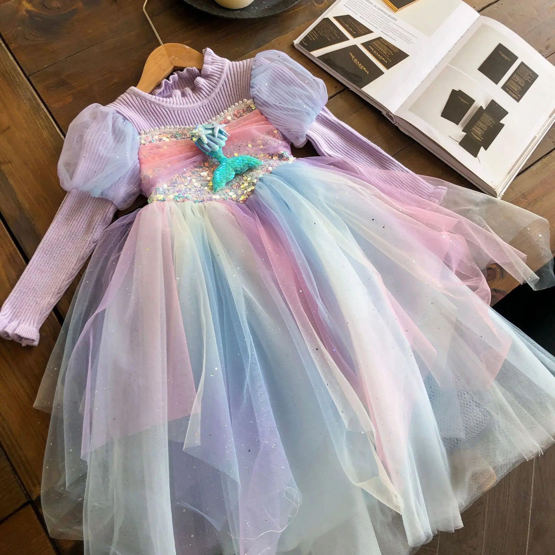 Custom Printed Toddler Girl Christmas Dress Floral Design Kids Dress for Autumn Season