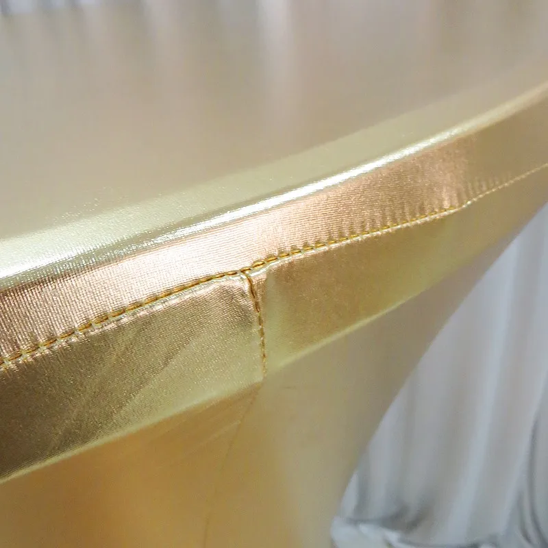 Metallic Golden Silver Spandex Cocktail Table Cloth Stretch Bar Table Cover Linen For Wedding Event Hotel Party Decoration