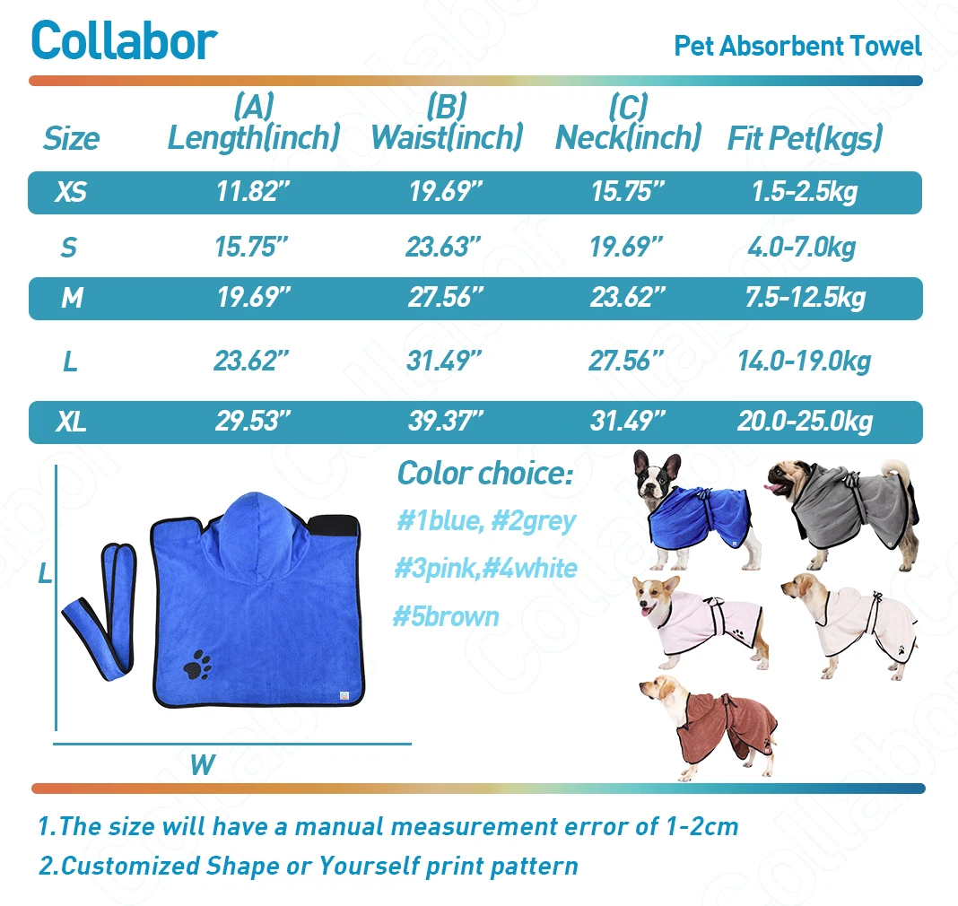 COLLABOR English Spring Spaniel Pet Head Towel Custom Printed Paw Print Sublimation Pet Towel