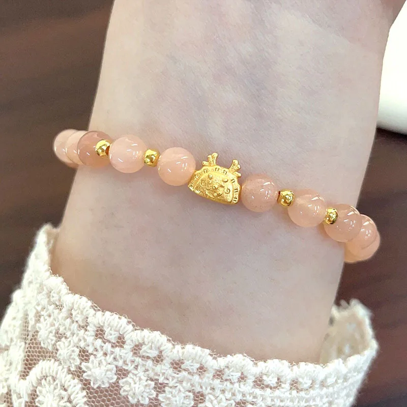 Женский браслет-цепочка с круглыми бусинами, 925