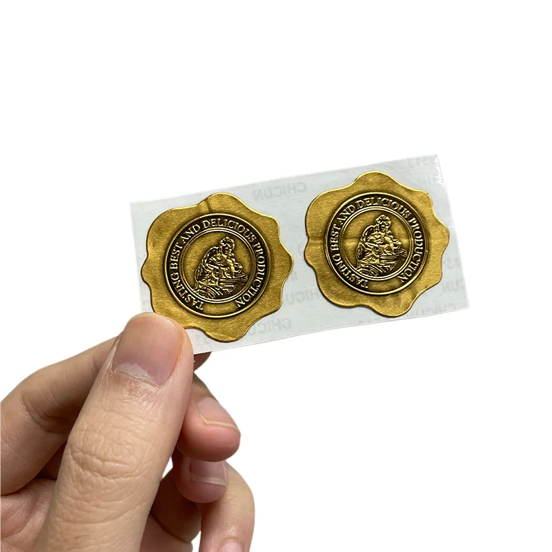 Customize High Quality Wine Bottle Gold Label Luxury Perfume Bottles Embossed Logo Printing Metal Sticker
