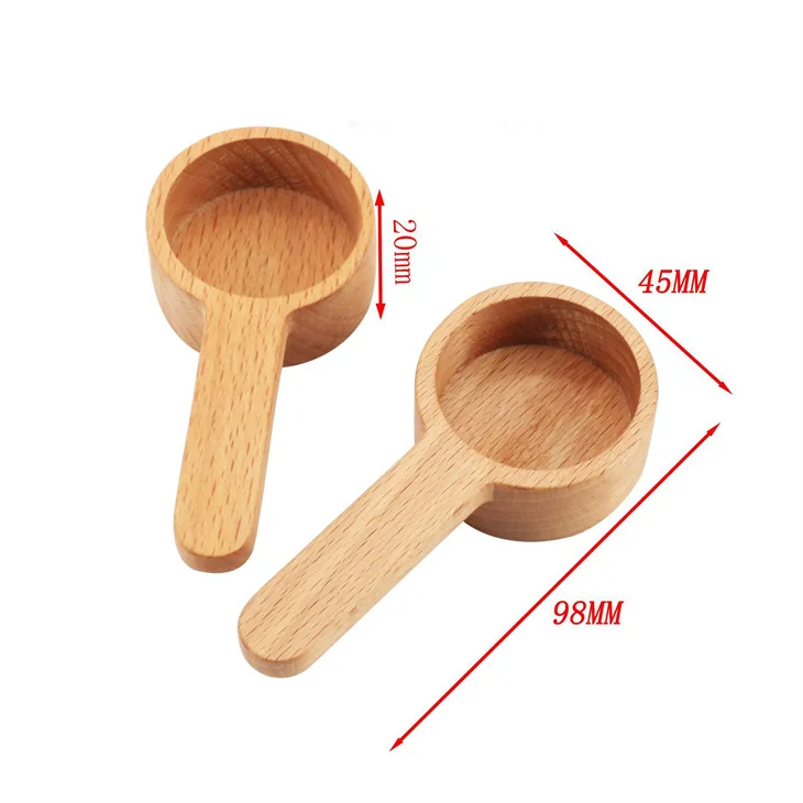 Wooden gift Custom flag LOGO Wholesale Wood Measuring Spoon set Short Handle Wooden Coffee Spice Seasoning Spoons Promotional