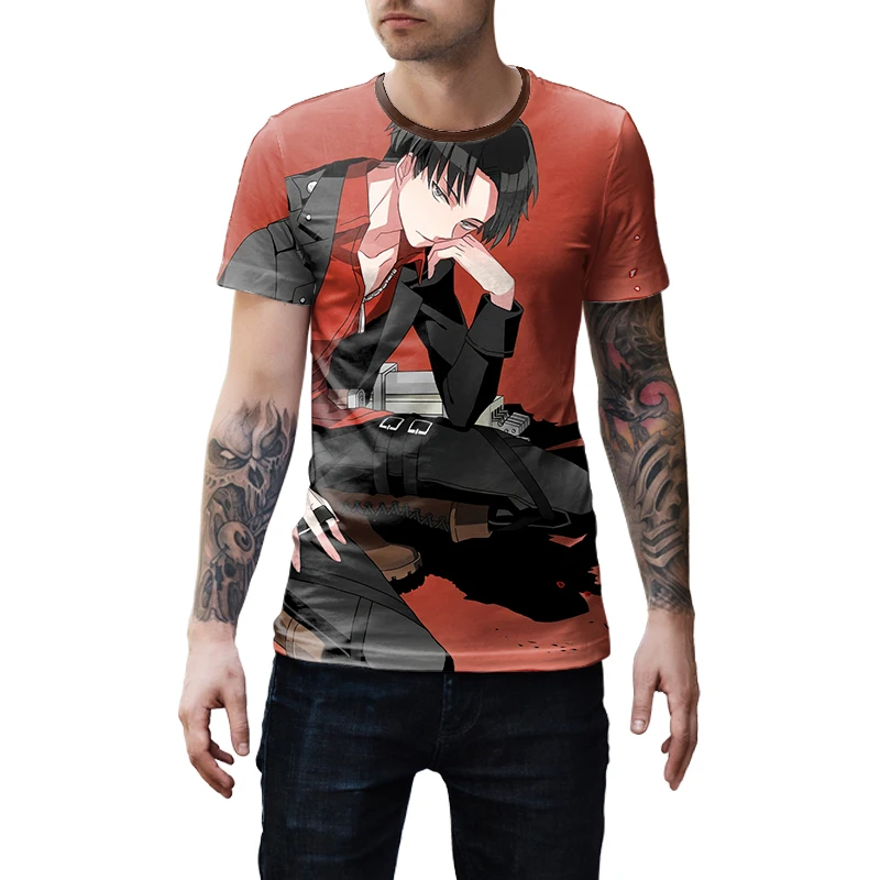 new fashion skin friendly digital printed t-shirts 100% polyester rock style custom design t-shirt attack on titan
