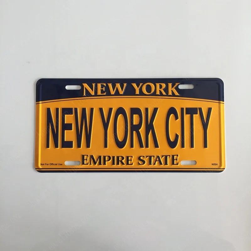 USA NewYork City souvenir wholesale custom souvenir wall decoration embossed decorative metal aluminum license plate