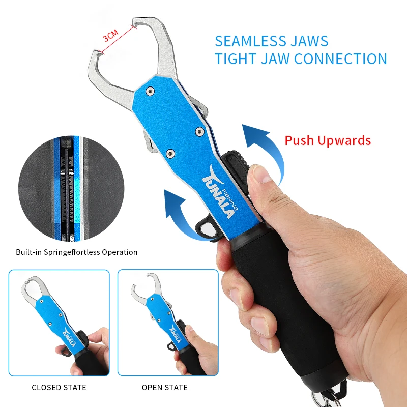 Aluminium  Alloy Fishing Gripper Portable Stainless Steel Straight-Shape Handle Fish Grip Grabber Holder for Fishing