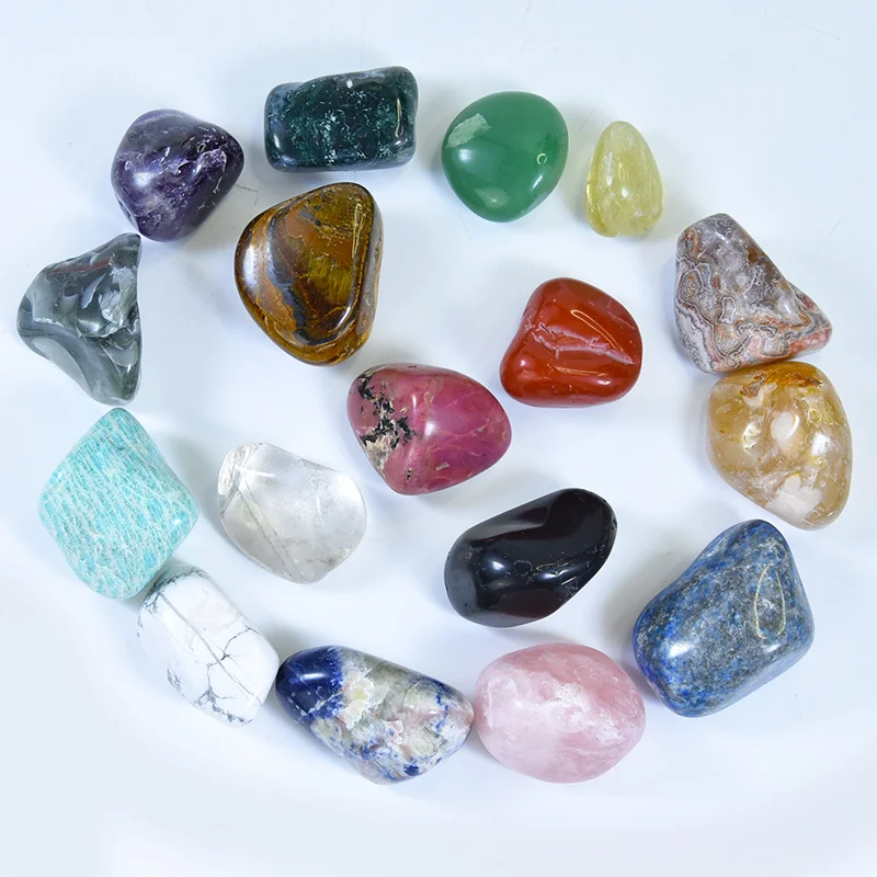 Wholesale natural various gemstone tumbled stone fengshui crushed stones quartz tumbled crystal polished tumble  stones