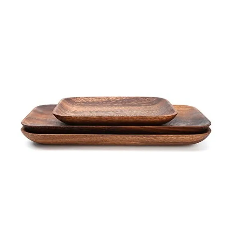 
Hot sale natural and real wood decoration rustic wooden breakfast tray round wood plank serving tray 