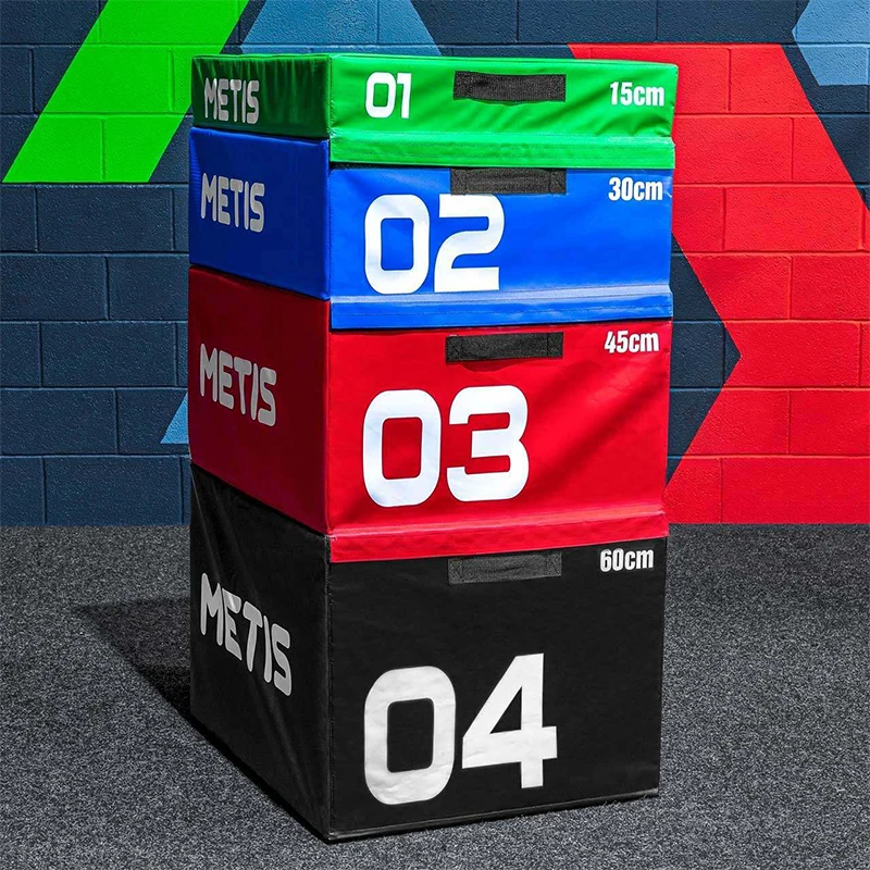 Custom Logo Soft Foam Plyometric Box Jumping Plyo Box With 4 Different Heights 15cm/30cm/45cm/60cm