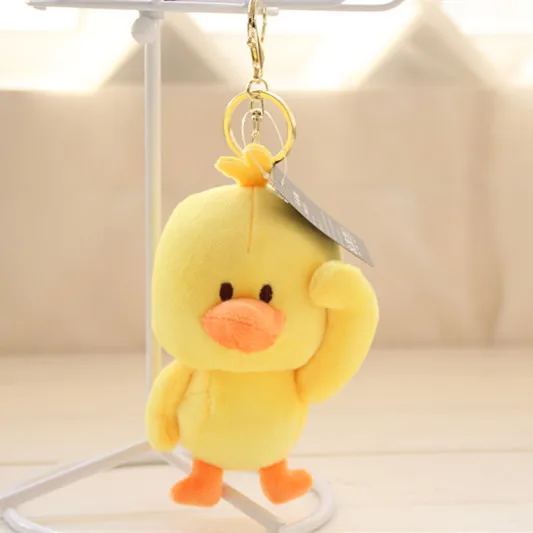 Plush yellow duck coin bag and keychain plush toys
