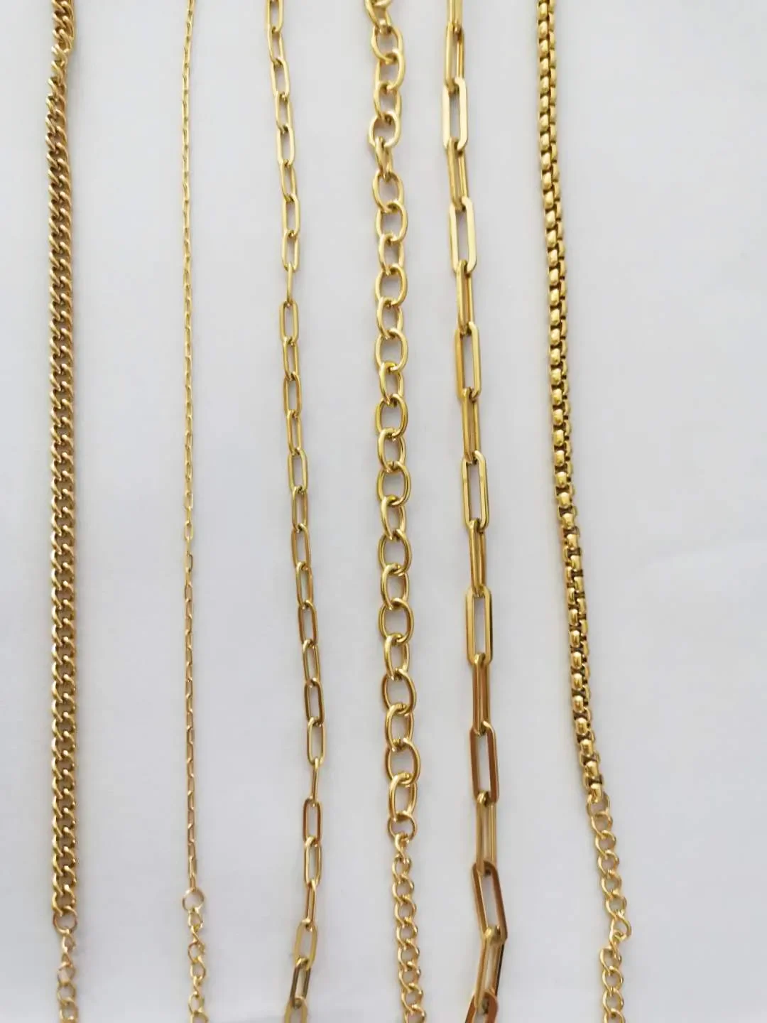 2023 Stainless Steel Fashion Jewelry Women Thin PVD 14k Gold Plated Paper Clip Chain Bracelet Femme Wholesale