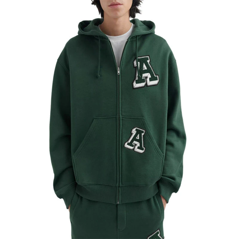 Custom High Quality Tracksuit Embroidered Zip Up Heavy Weight Hoodie And Sweatpants Set Casual Sweatsuit For Men