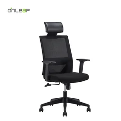 Black Task Staff Fabric Fixed Armrest Office Mesh High Back Office Chair