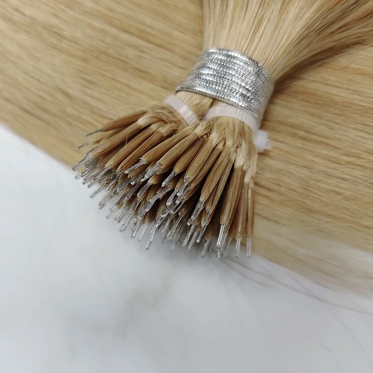 Wholesale 2024 Russian Double Drawn Pre Bonded #27 Color Honey Blonde Nano Ring Hair Extensions Human Hair Nano Ring Extensions