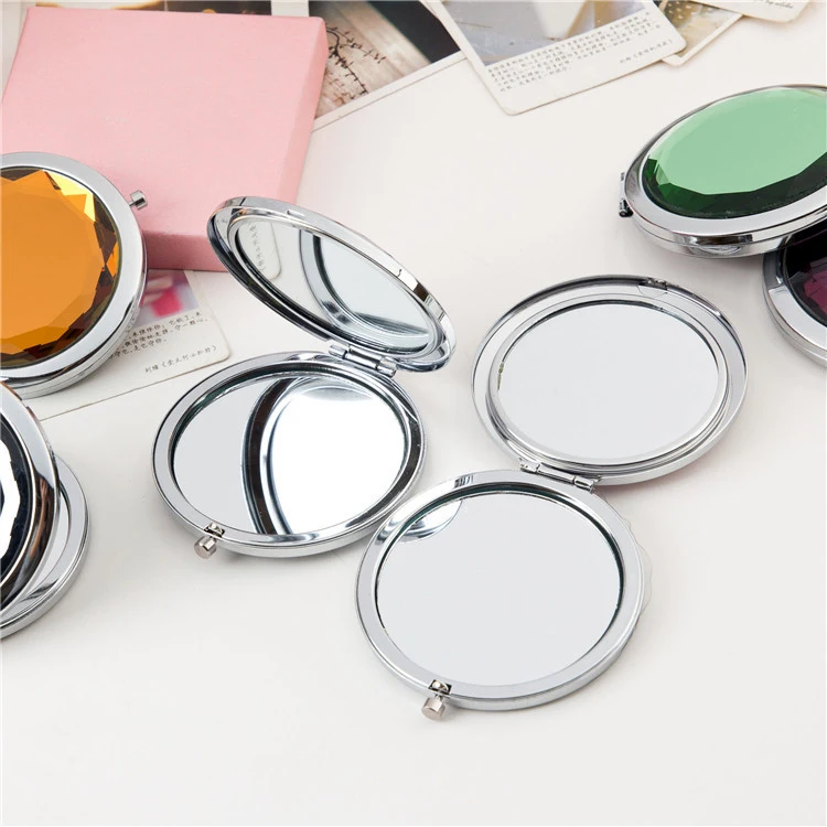 Private Label Customized Logo Metal Small Compact Handheld Square Custom Cosmetic Hand Mirrors for Women