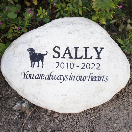 Hot Sale Natural Blue Pearl Granite Garden Heart Shaped Memorial Grave Stone Tombstone Pet