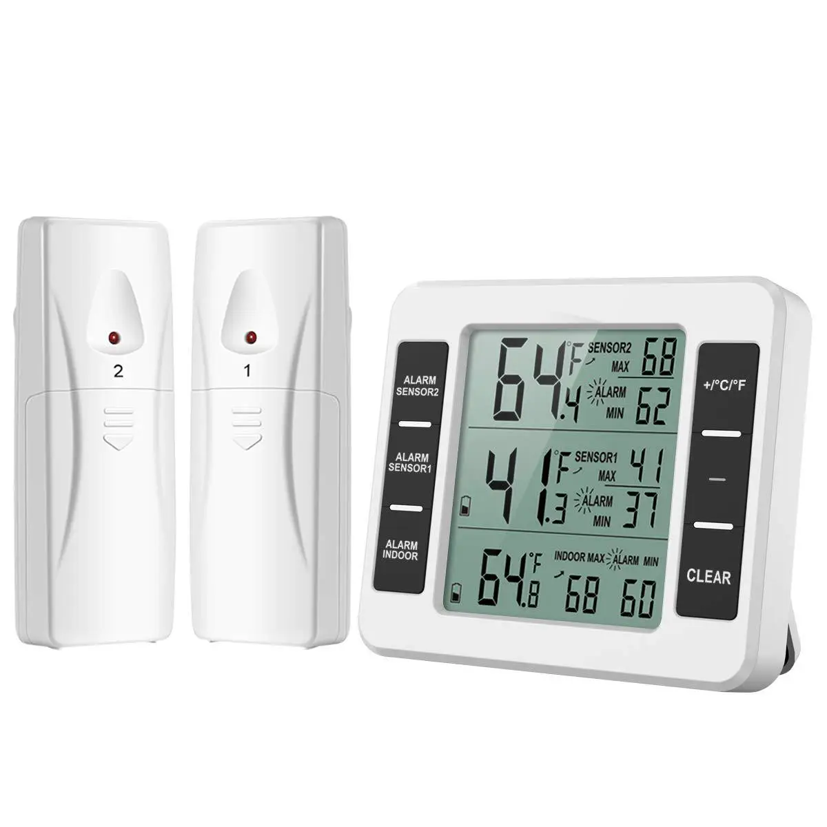 KH-TH026 Wireless Indoor Outdoor Thermometer Refrigerator Thermometer with 2 Sensors