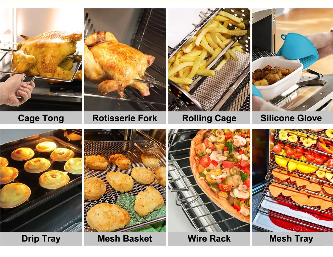 Все в 1 аэрофритюрница для приготовления блюд без печь мульти-функциональная цифровая управляемая 1700W 14.5L SUS (нержавеющая сталь) корпус смартфон бытовых и коммерческих приборах