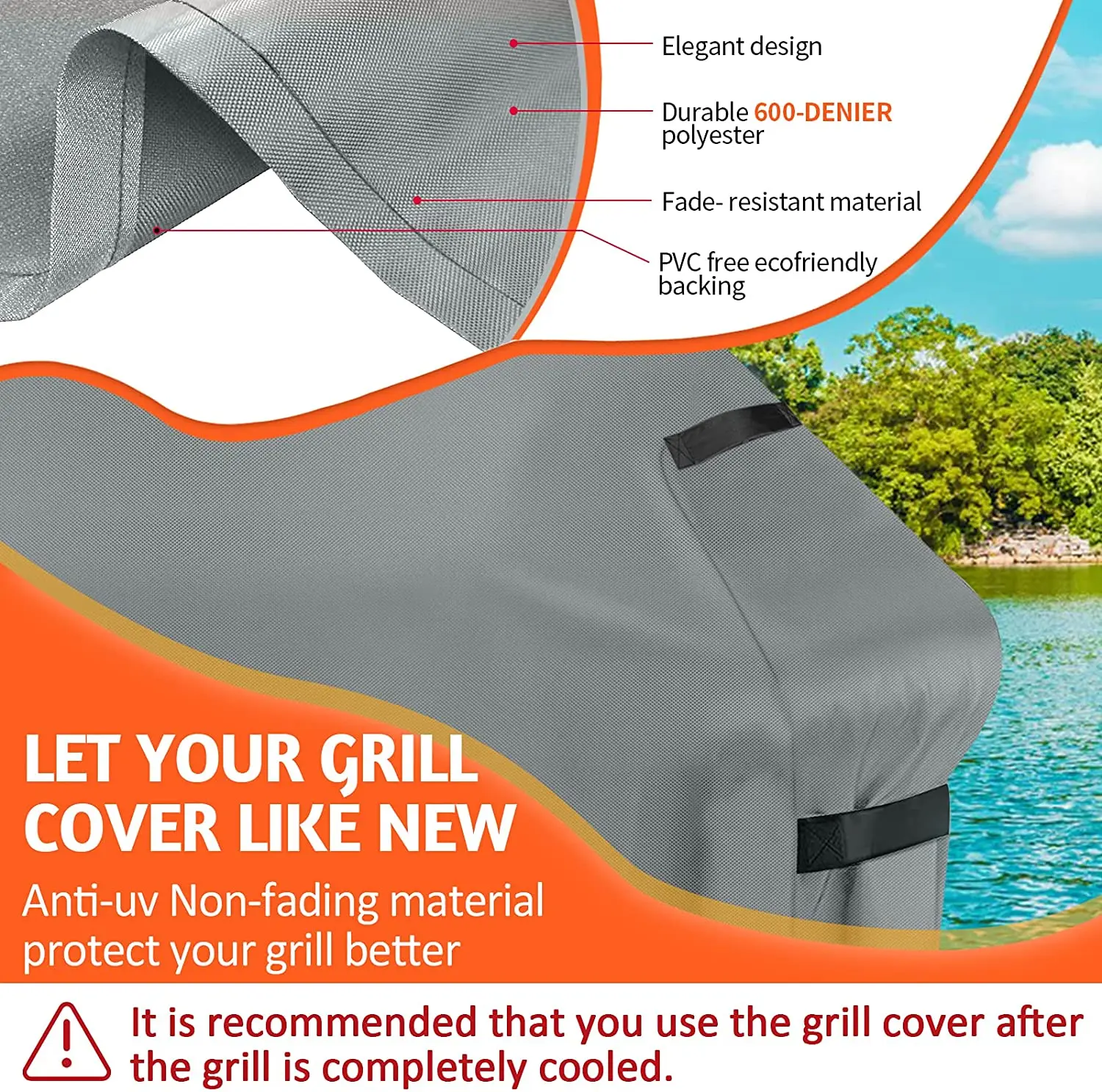 Waterproof 600D Oxford Protective Cover Anti-UV Grill Cover, BBQ Tarpaulin Gas Grill Cover