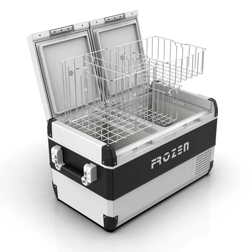 CE SAA E75 12v portable car fridg 75L solar panel dual zone camping freezer outdoor refrigerator 110v 220v for rv 4x4 off road