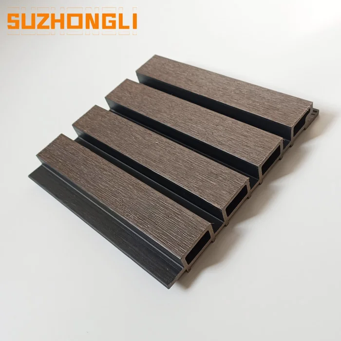 New Luxury wpc Exterior fluted Wall Panels Outdoor wood Composite plastic Villa fence Wall Cladding sheet