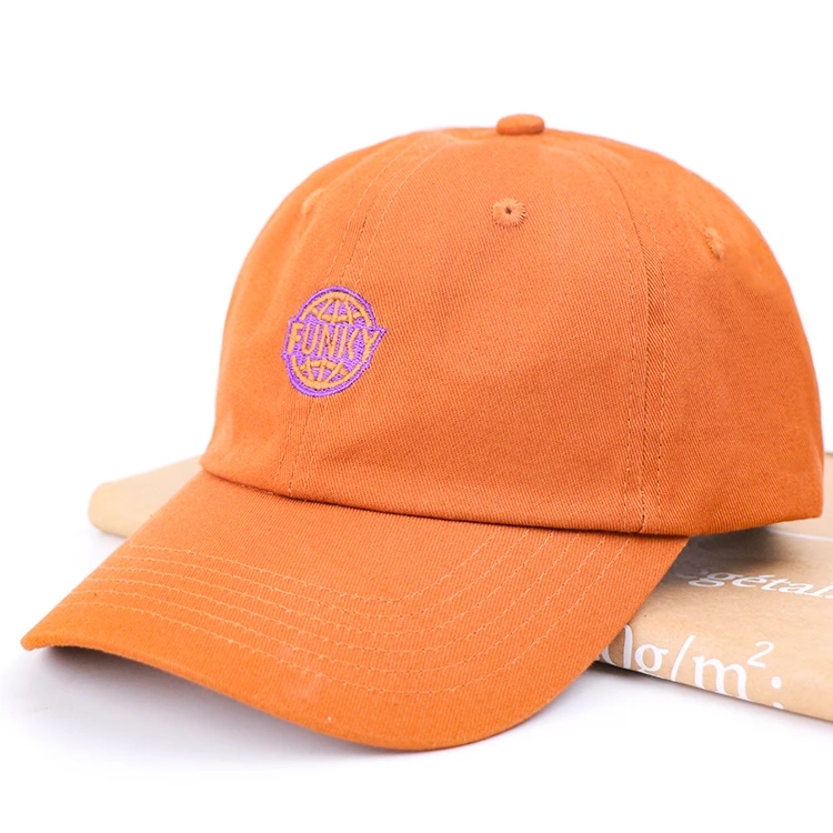 Qianzun high quality orange 6 panel custom embroidered dad hats with custom logo