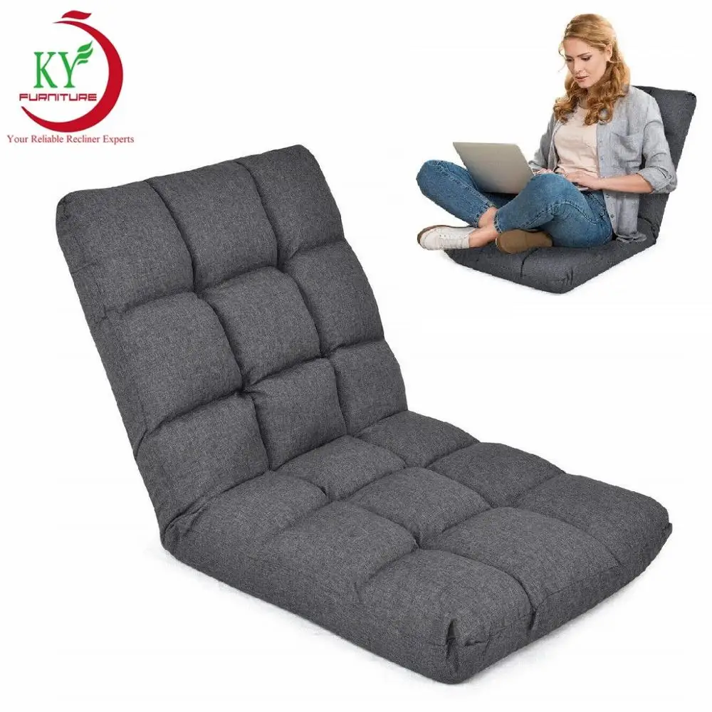 JKY Furniture Japanese Tatami Adjustable Gaming 14-Position Cushioned Folding Lazy Floor Recliner Sofa Chair