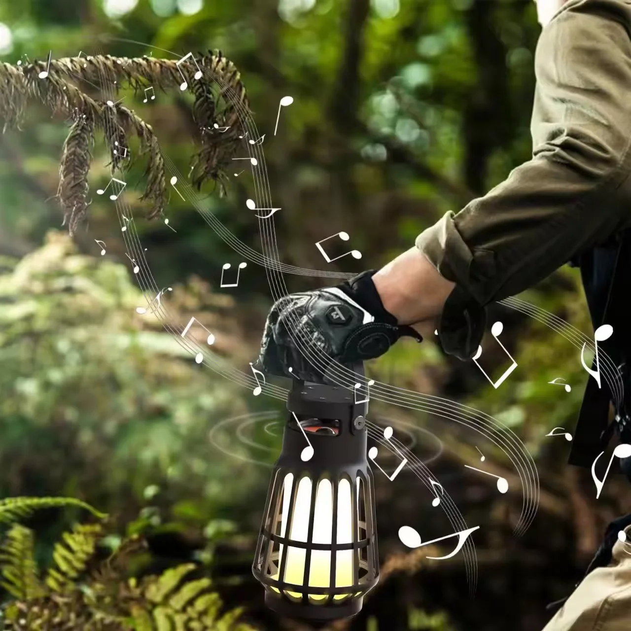 Popular Outdoor IPX5 Waterproof Night Light Flame Lamp With Bluetooth speaker Camping Lamp