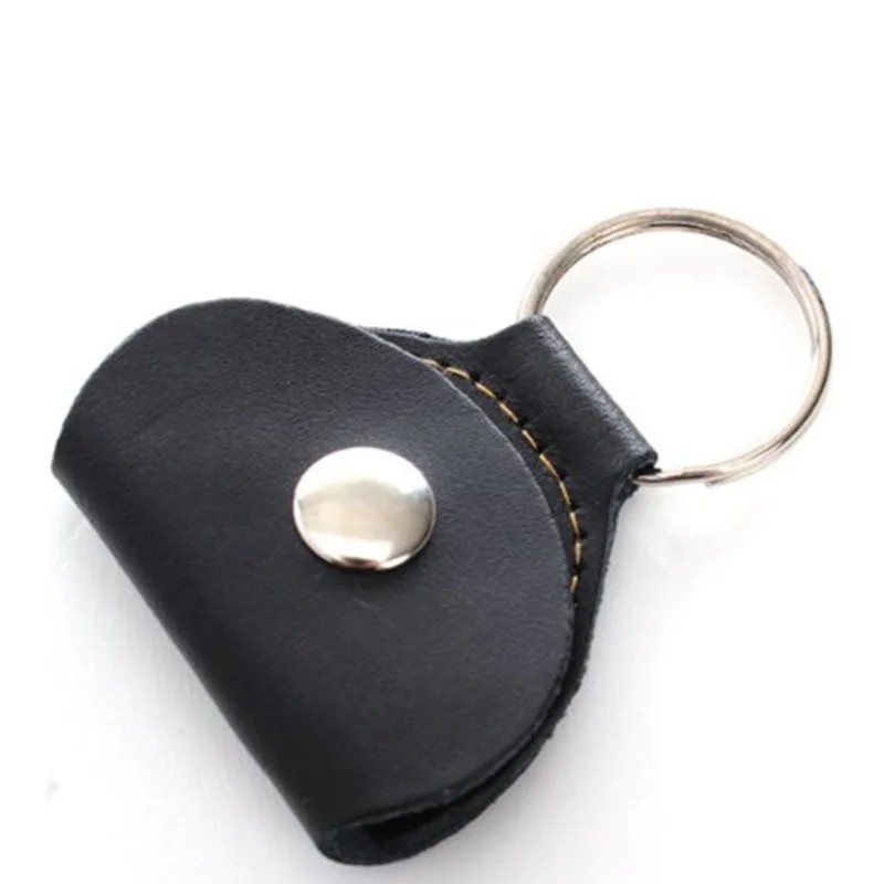 Top Quality Guitar Pick Holder Genuine Leather Guitarra Plectrum Case Bag Keychain Shape Guitar Accessories Guitar Hanger Hook