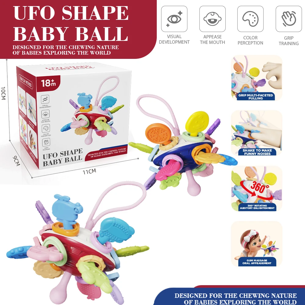 New products baby touch hand grasping Puzzle busy ball Cute radish Flying Disc design gnawed teeth gum grip ability training toy