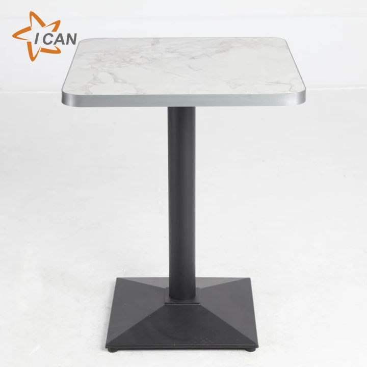 Custom Square White Stone Top Terrace Dining Table Aluminium Patio Furniture Garden Restaurant Outdoor Table