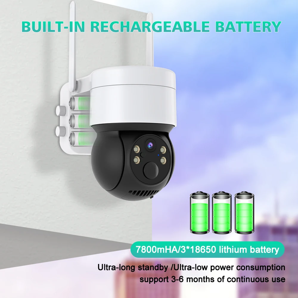 Солнечная панель 2MP WiFi Солнечная камера видеонаблюдения PTZ наружная iCSee 1080P Беспроводная Солнечная безопасность Wi-Fi батарея сетевая камера