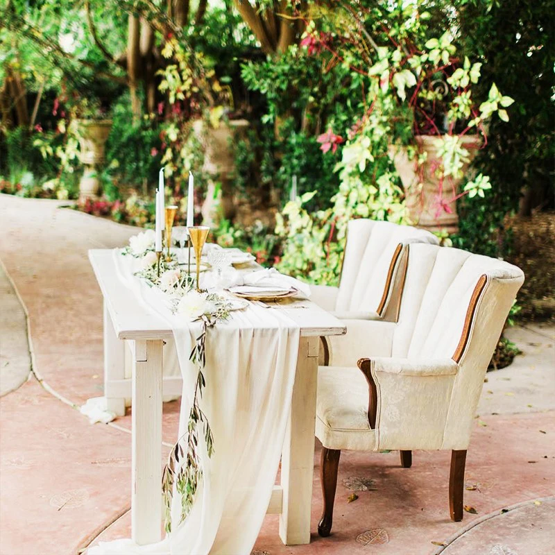 Wholesale boho fancy tulle table runner simple elegant soft chiffon table runner wedding banquet decoration