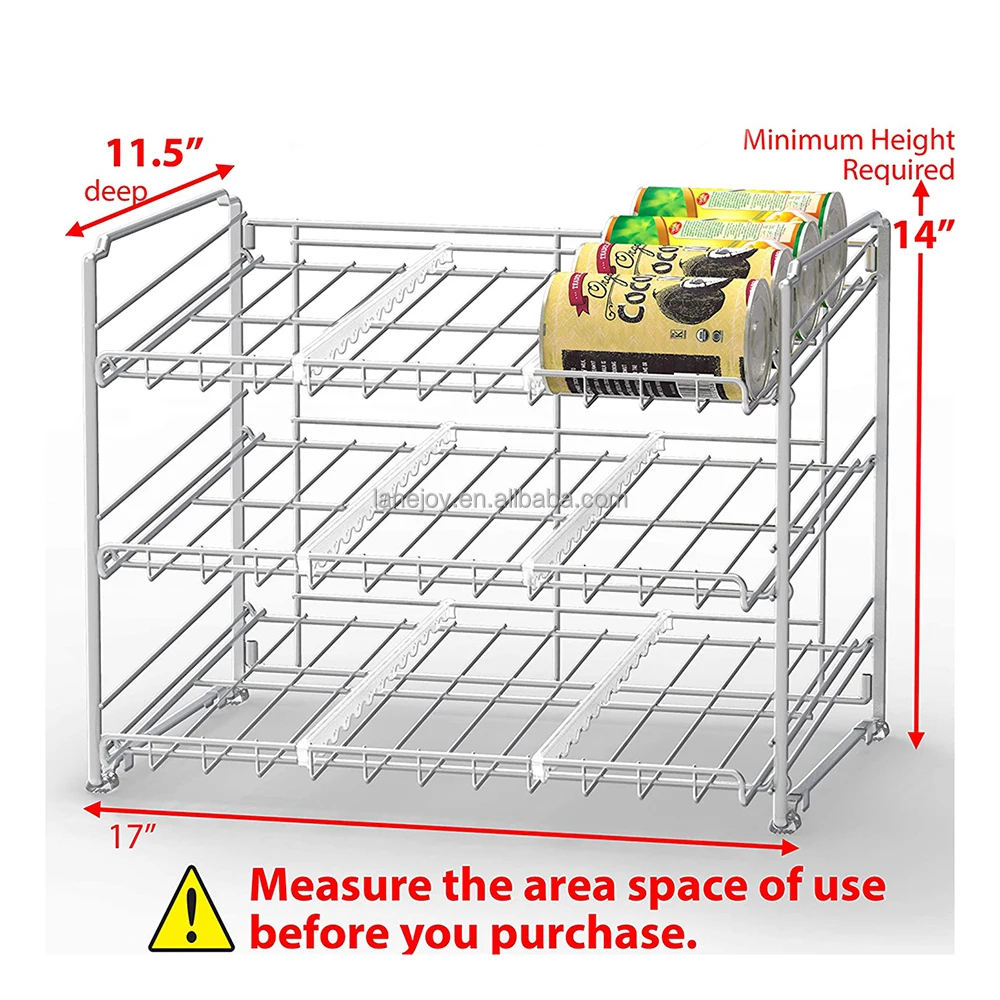 2024 New Product Household Kitchen Drink Cans Display Stackable Metal 3 Tier Can Dispenser Rack Organizer For Pantry Rack