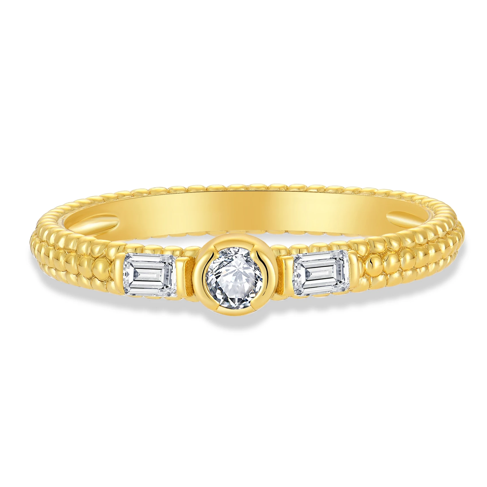 Fine Jewelry INS Style Popular 18k Gold Plated Ring Simple Elegant Women 925 Sterling Silver Wedding Rings