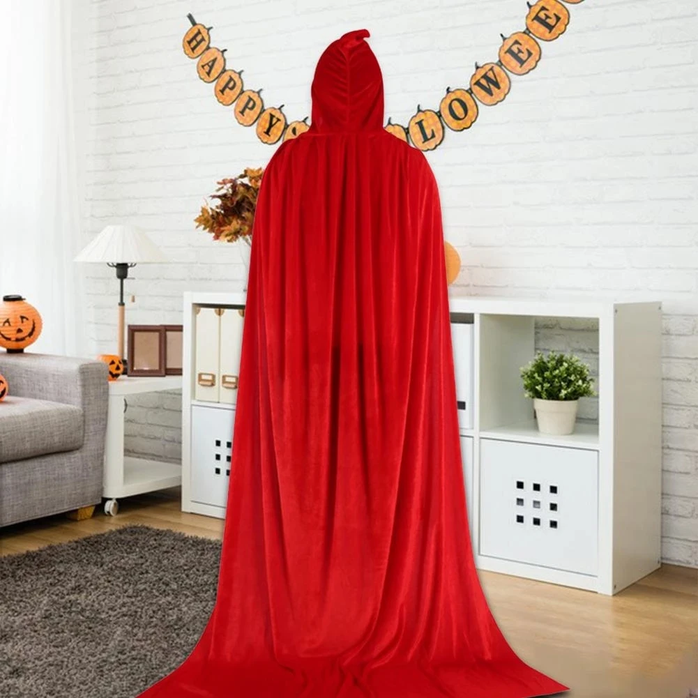 Hooded Cloak Long Velvet Vampire Halloween Costume Cape for men and women