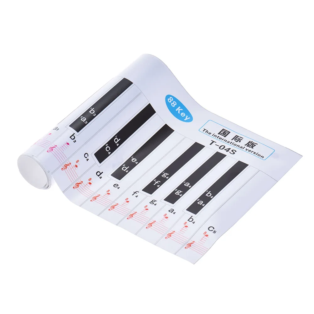 Professional Version 88 Key Keyboard Piano Finger Simulation Practice Guide Teaching Aid Note Chart Sticker for Beginner Student