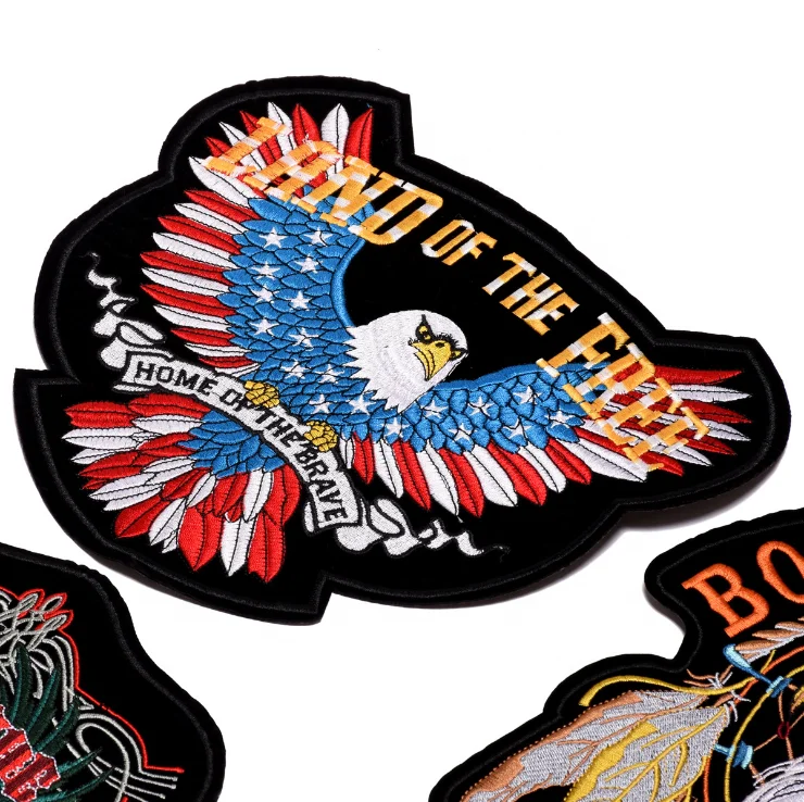 China factory high quality  big large size embroidered skull patches motorcycle biker patches for vest