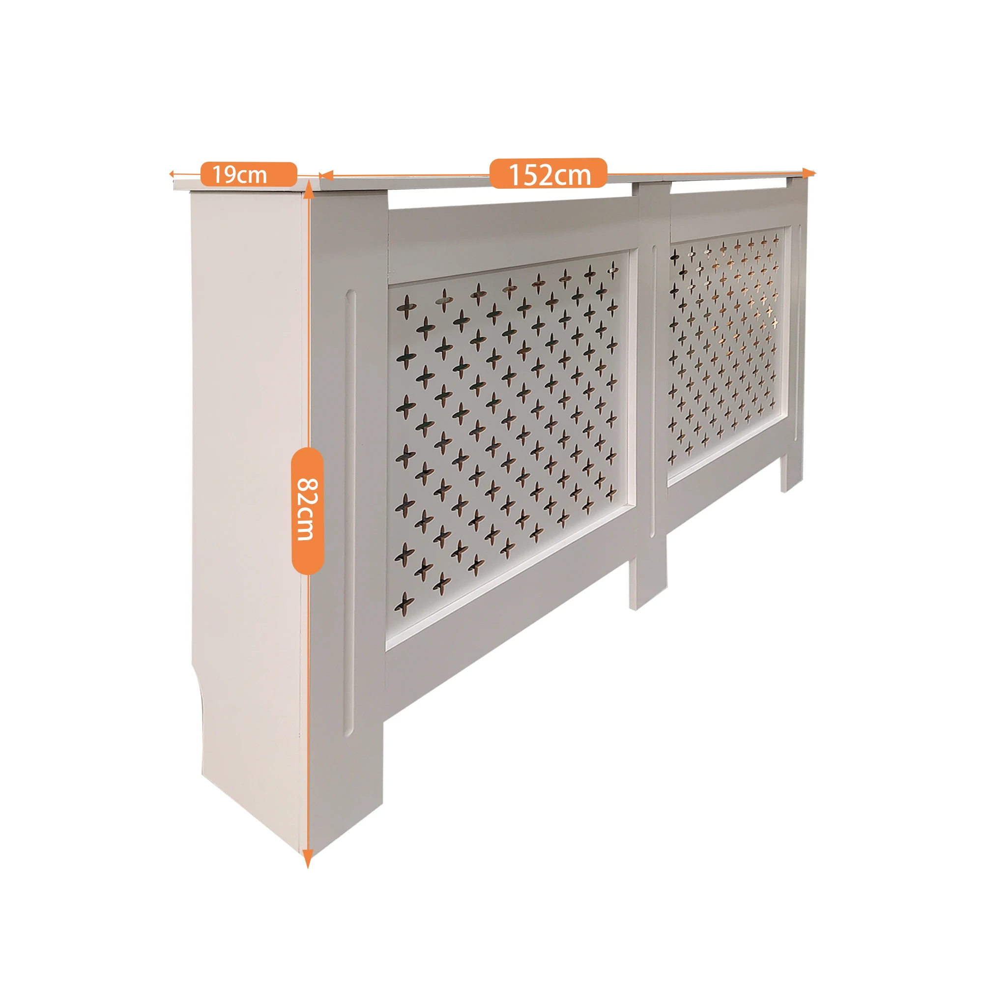 2024 Modern Radiator Cover Cabinet Top Shelving Slatted Design MDF White Home Office Adjustable Radiator Covers