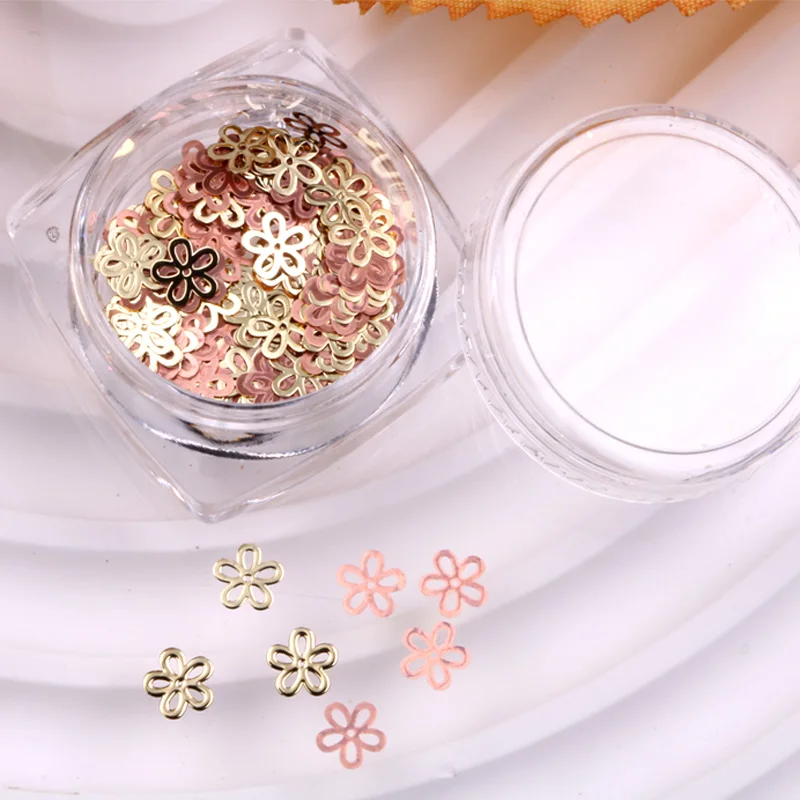 TSZS Japanese Nail Accessories Hollowed Out Metal Computer Chip Nail Rivets Studs Nail Art Thine Flakes Gold Flower Metal Slice