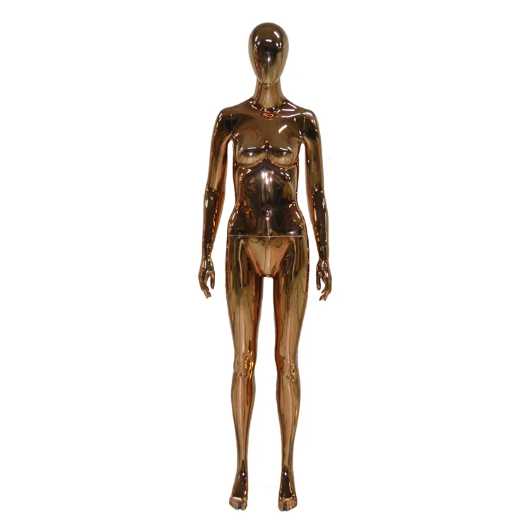 hot sale fiberglass full body chrome female rose gold mannequin