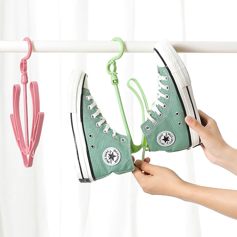 Balcony Foldable Shoe hanger  shoe organizer hanger   Rotating Shoe Drying Rack Organizer Hanger with 2 Hooks