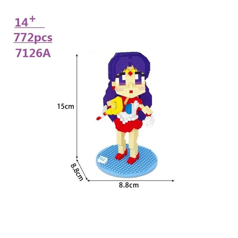 Beautiful Mini Blocks Cartoon Girl Moon Auction Figure DIY Model Toy for Kids Collection Anime Perfect Gift for Children