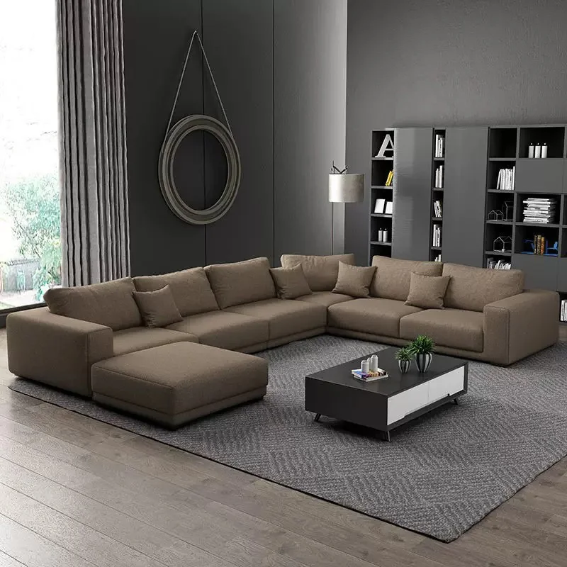 Italian Design Home Furniture Sofa Set High Quality Velvet Fabric Big U Shape Sofa Set for Living Room