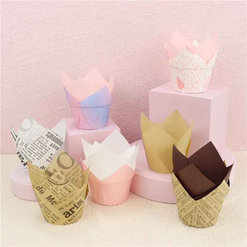 Bakest tulip muffin baking cups paper liners wrapper case cake paper baking cupcake