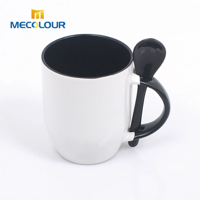 Wholesale 12oz sublimation color mug with cookie holder and spoon