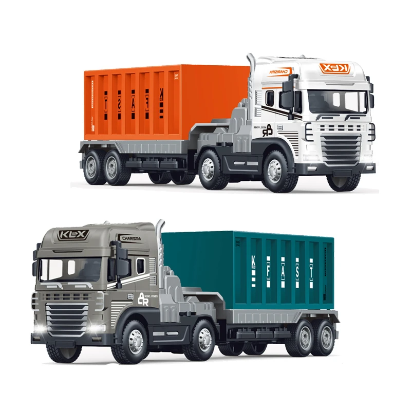 Hot Sell Metal Container Trailer Truck Toy Inertia Vehicle Model Alloy Trailer Diecast Toys Truck For Kid