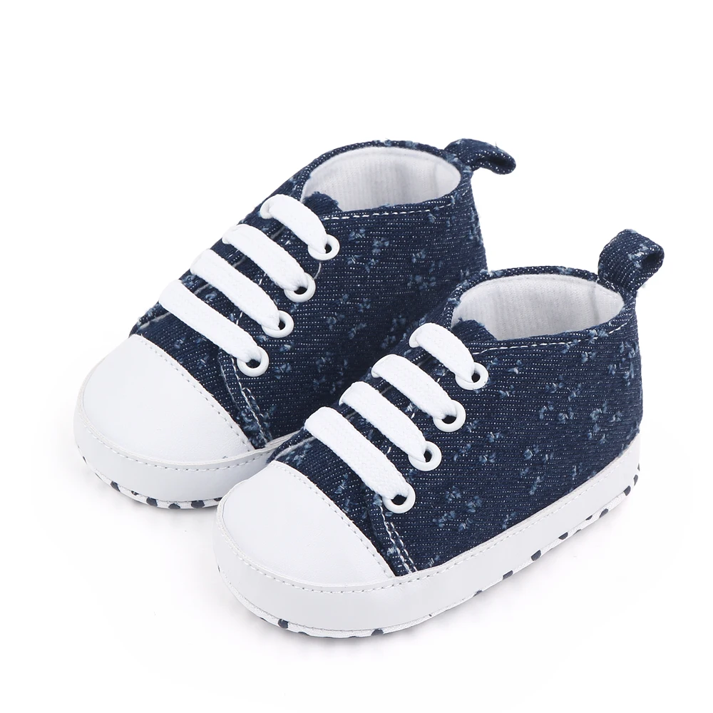 Spring and autumn baby solid color cartoon decorative infants high top walking shoes