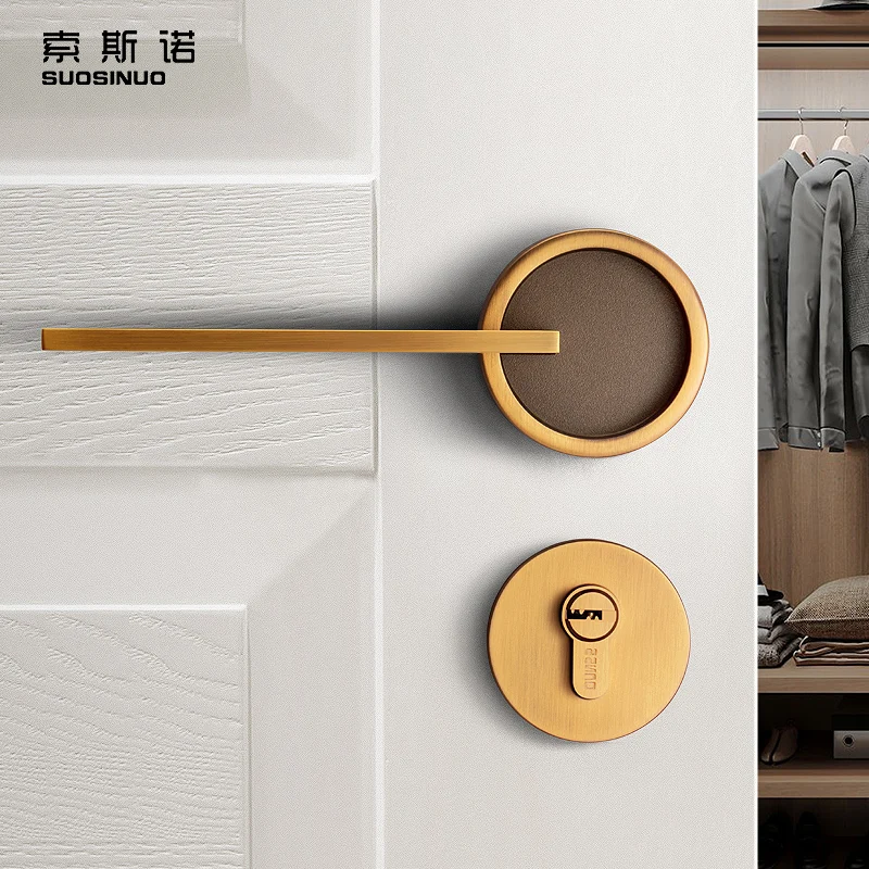Luxury Design Door Knob Yellow Bronze Bathroom Knob High Standard Interior Door Lock Set