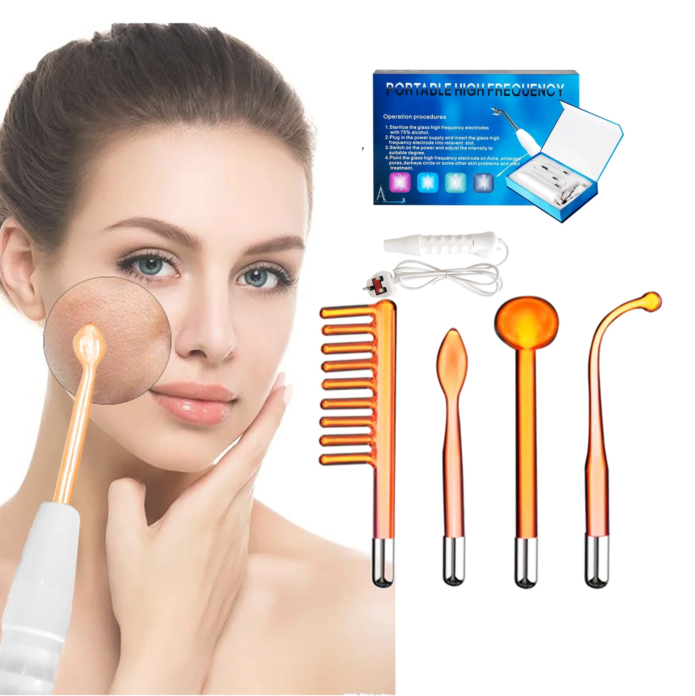 High Portable High Frequency Facial Wand Machine Facial Machine Portable Wand