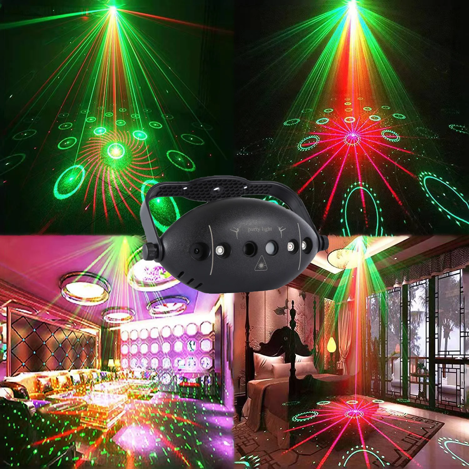 Rgb Sound Activated Disco Dj Stage Bar Holiday Party Ambient Mini Lazer Laser Led Pattern Projector Lights For Home With remote